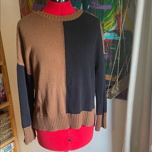 Habitat Men's Black and Brown Crewneck Sweater